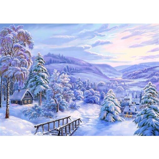 Winter bergdorp Diamond Painting