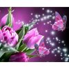 Roze tulpen met vlinder Diamond Painting