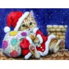 Kerstpoes bij schoorsteen Diamond Painting