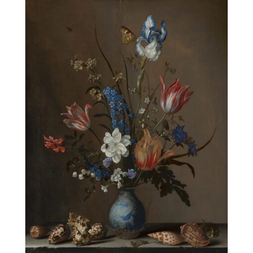 Bloemen in een Wan-Li vaas en schelpen Diamond Painting