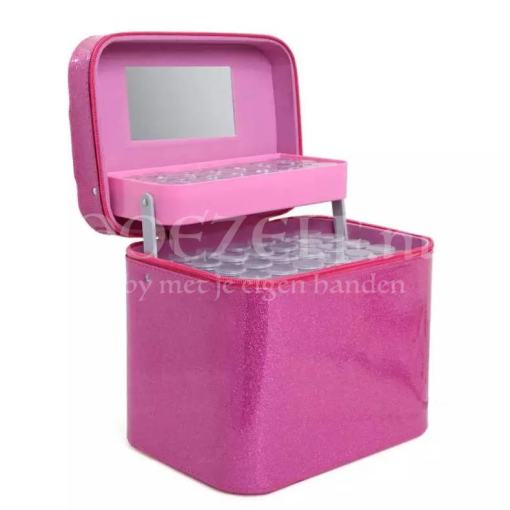 Diamond Painting opberg case 126 flesjes potjes roze