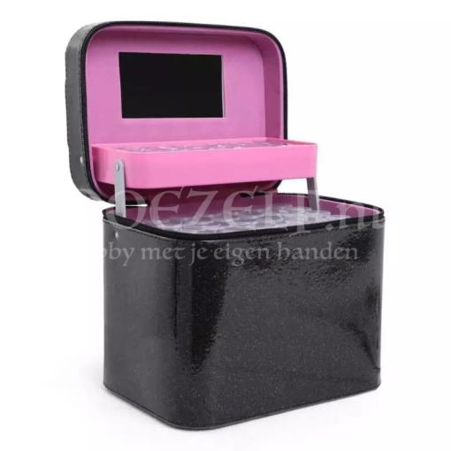 Diamond Painting opberg case 126 flesjes potjes zwart