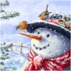 Roodborstjes op sneeuwpop Diamond Painting