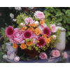 Roze met oranje bloemen Diamond Painting