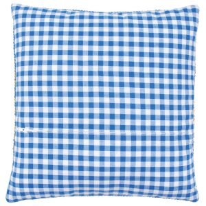 Kussenrug met rits - blauwe ruit (30x30)