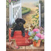 Puppies in een kratje met bloemen Diamond Painting