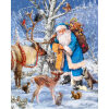 Winter kerstman met dieren Diamond Painting