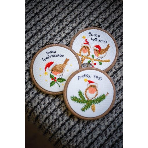 Vervaco Kerstvogeltjes borduurringen borduren 3 stuks (pakket) PN-0182761