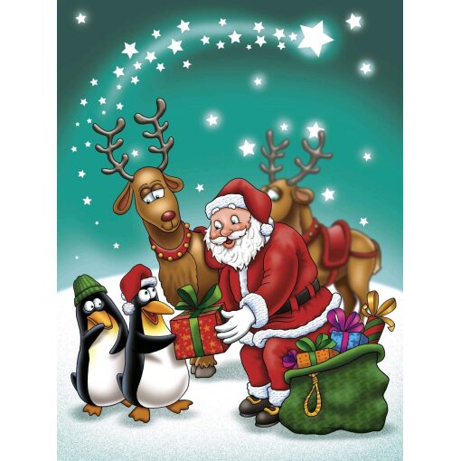 Pinguins met de kerstman Diamond Painting