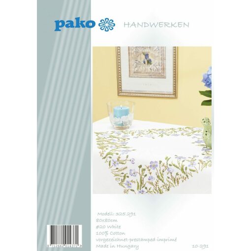 Tafelkleed blauwe bloemen borduren (pakket)