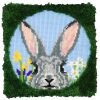 Vrolijk konijn kruissteek- / knoopkussen pakket