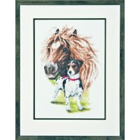 Paard met Jack Russel borduren (pakket)