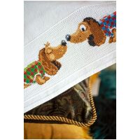 Tafelkleed Teckels borduren (pakket)
