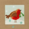 Snowy Robin kerstkaart borduren