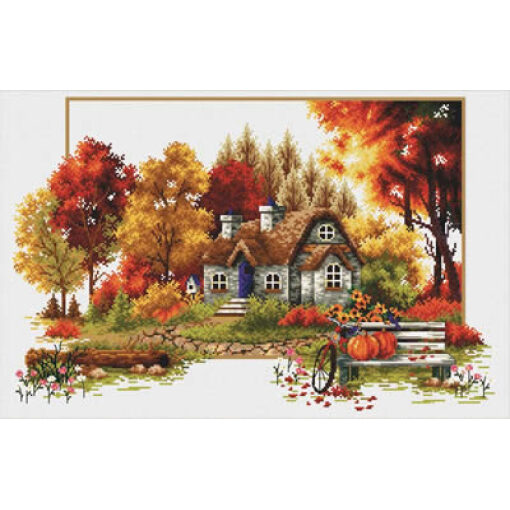 Needleart World Autumn Cottage voorbedrukt borduren (pakket)