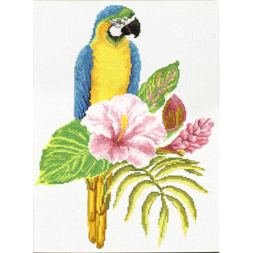 Needleart World Hibiscus Macaw voorbedrukt borduren (pakket)