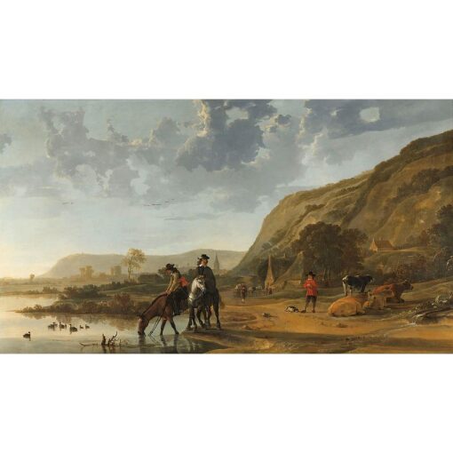 Diamond Painting Rivierlandschap met ruiters van Aelbert Cuyp