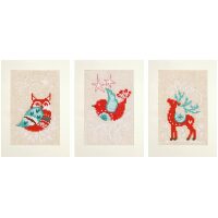 Vervaco Winterfiguren set van 3 wenskaarten borduren PN-0158162
