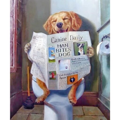 Hond op de WC Diamond Painting