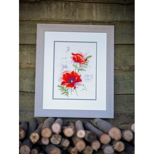 LanArte Papavers Linnen borduren (pakket) PN-0196178