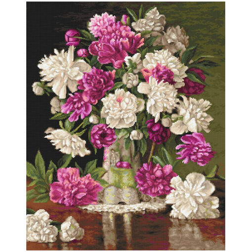 Luca-S Red and White Peonies borduren (pakket) B608