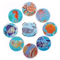 Diamond Painting Onderzetters Zeedieren (8 stuks) + houder