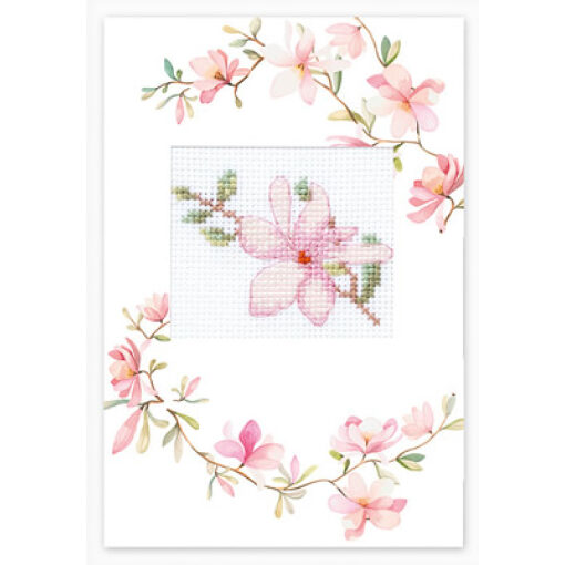 Luca-S Pink Flower wenskaart borduren SP-85