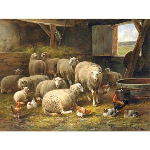 Diamond Painting Schapen en kippen in de stal