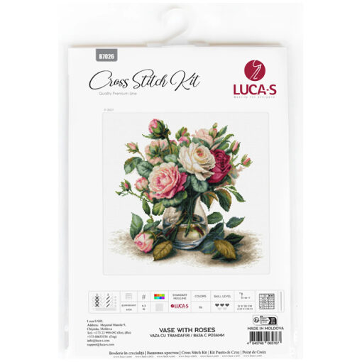 Luca-S Vase with Roses borduren (pakket) B7026