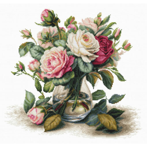 Luca-S Vase with Roses borduren (pakket) B7026