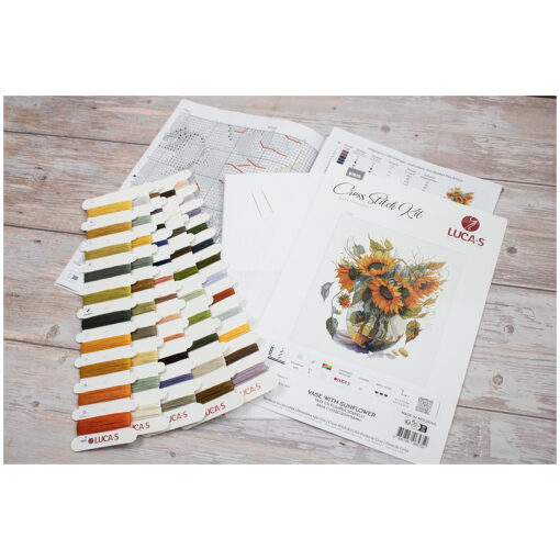Luca-S Vase with Sunflower borduren (pakket) B7025