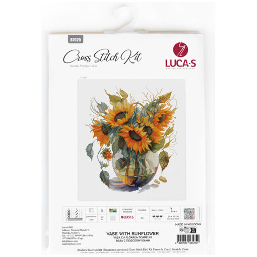 Luca-S Vase with Sunflower borduren (pakket) B7025