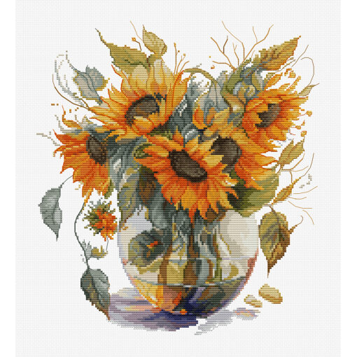 Luca-S Vase with Sunflower borduren (pakket) B7025