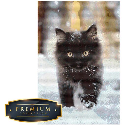 Layout 40x60 Kitten in de sneeuw Premium DP Diamond Painting