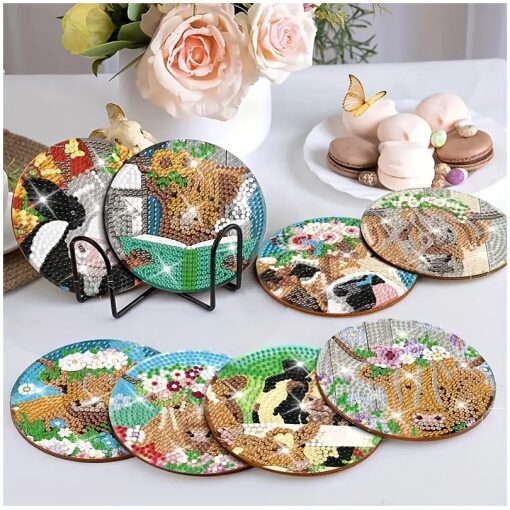 Diamond Painting onderzetters Koeien (8 stuks)