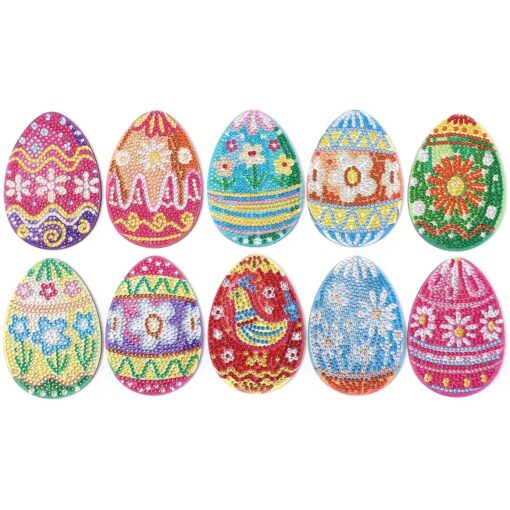 Diamond Painting Vorm onderzetters Paaseieren (10 stuks) - Afbeelding 2