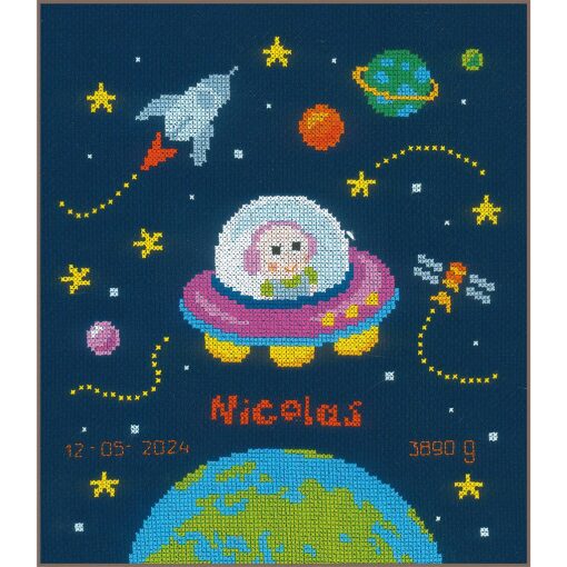 Vervaco Geboortebord Baby Astronaut borduren (pakket) PN-0157613