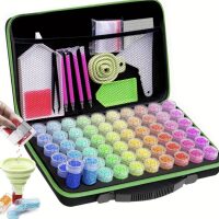 Opbergkoffer groen met 60 potjes + Diamond painting accessoires pakket