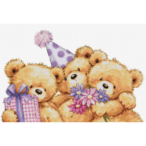 Luca-S Three Party Bears borduren (pakket) B1411