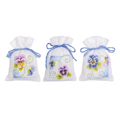 Vervaco Viooltjes kruidenzakjes set van 3 borduren (pakket) PN-0145811