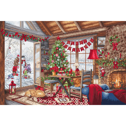 Leti Stitch Christmas Cabin borduren (pakket) L8105