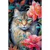 Maine coon tussen de bloemen Diamond Painting