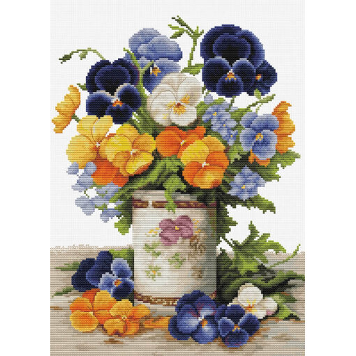 Luca-S Pansies Bouquet borduren (pakket) B7035