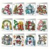 Diamond painting Kerstkaarten sneeuwpoppen (12 stuks)