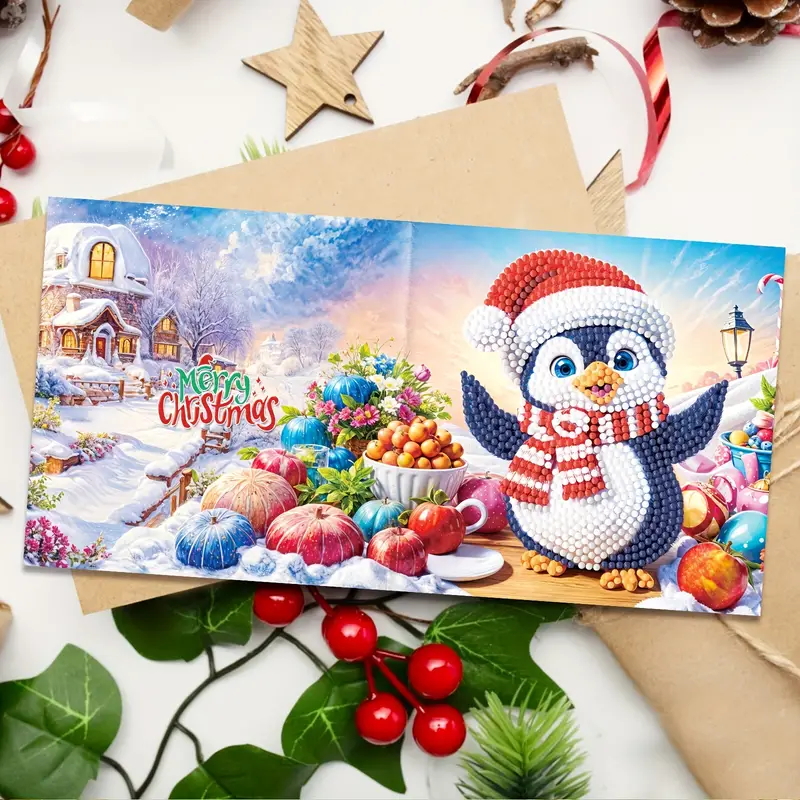 Diamond painting Kerstkaarten Kerst (12 stuks)