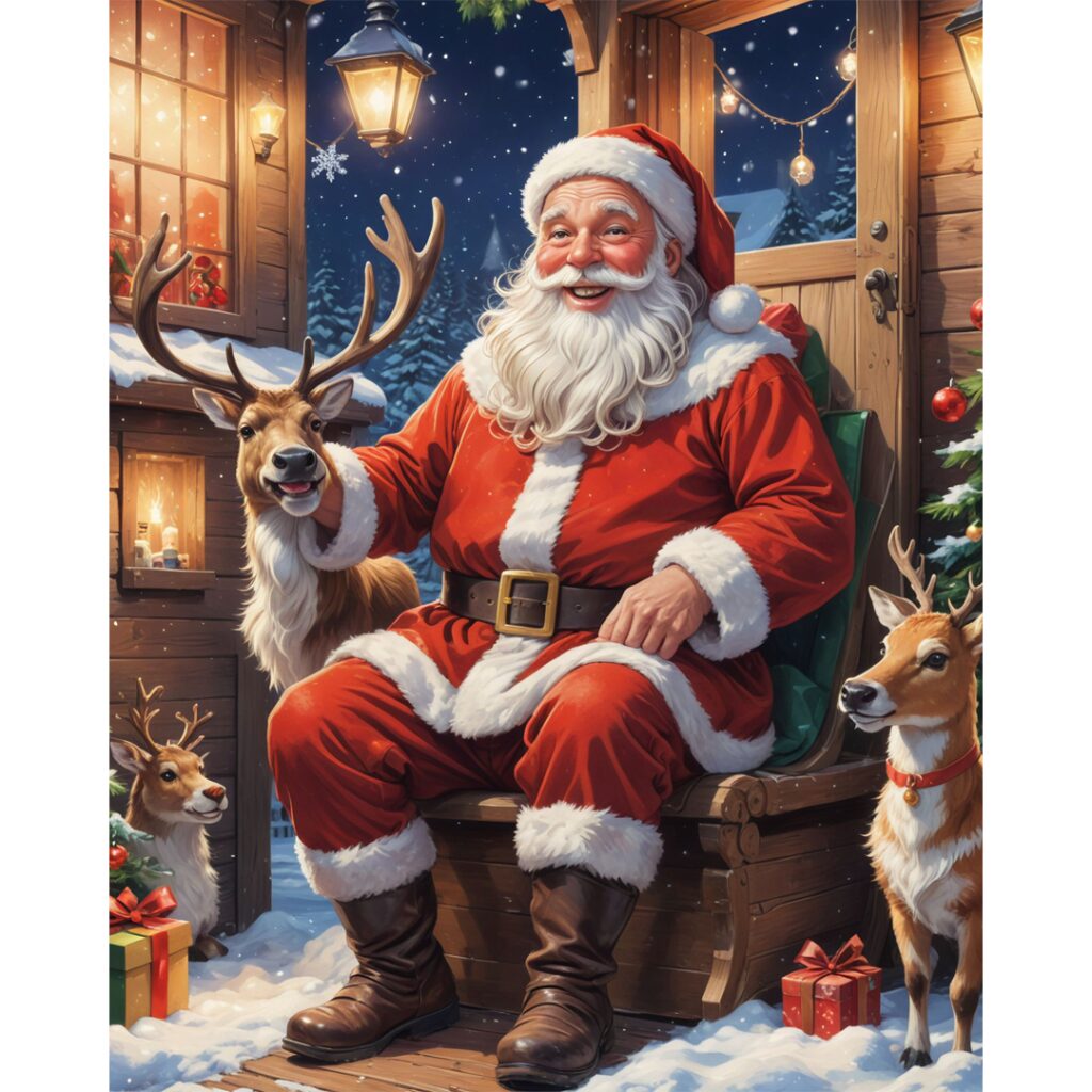 MXJSUA Kerstkrans Met Kerstman – Diamond Painting Hanger, Dubbelzijdig, Met Speciale Diamantvormen