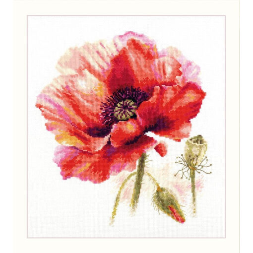 Alisa Bright Red Poppy borduren (pakket) 2-46