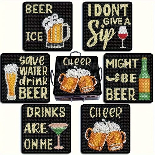 Diamond Painting Onderzetters Biertjes (6 stuks)
