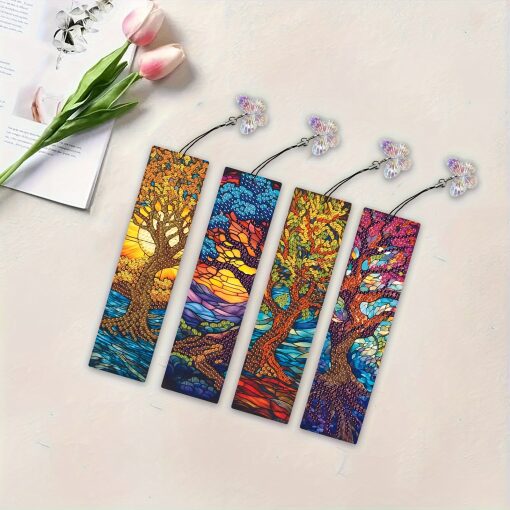 Diamond Painting Bomen in seizoenen boekenlegger (4 stuks)