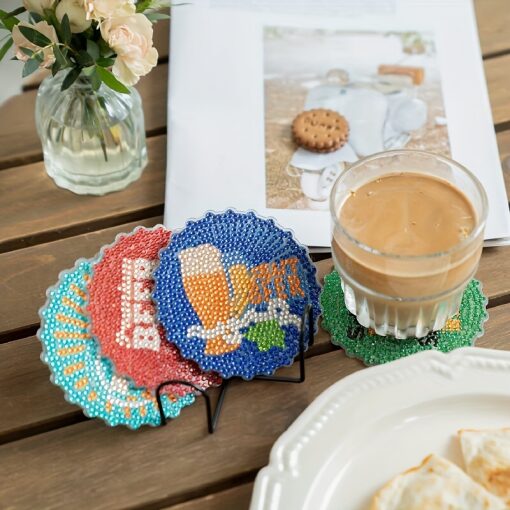 Diamond Painting Vorm onderzetters Bier rond (6 stuks)
